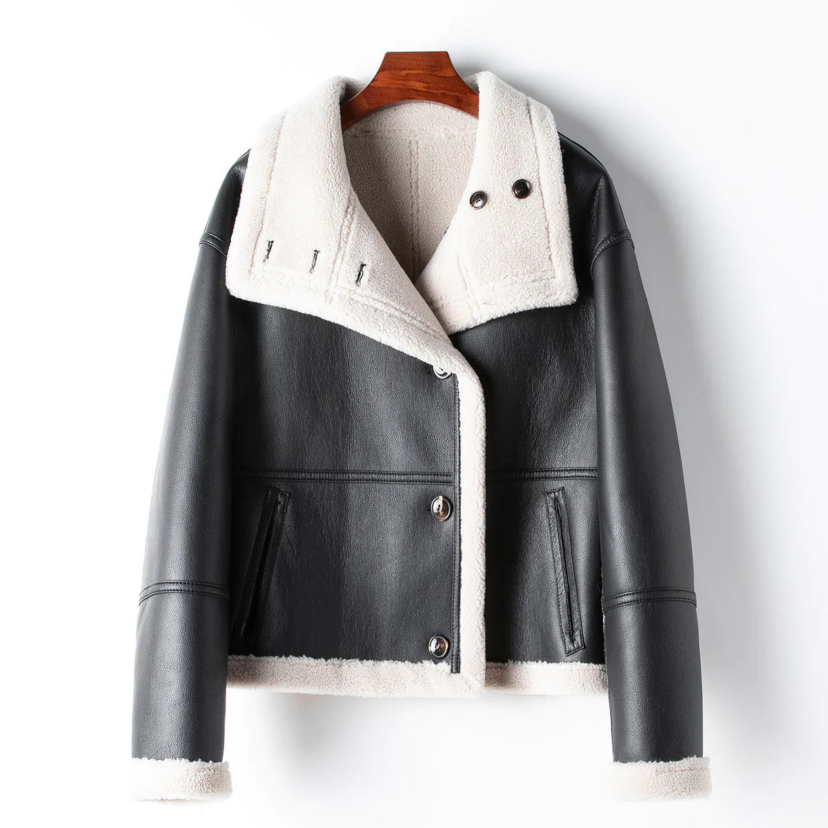 Grain Leather Coat