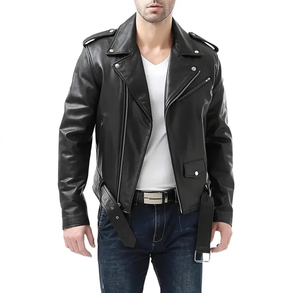 New 2026 Men's Leather Jacket Outerwear European Size Motorcycle Style Spring Autumn PU Loose Fit Male Fashion China Origin