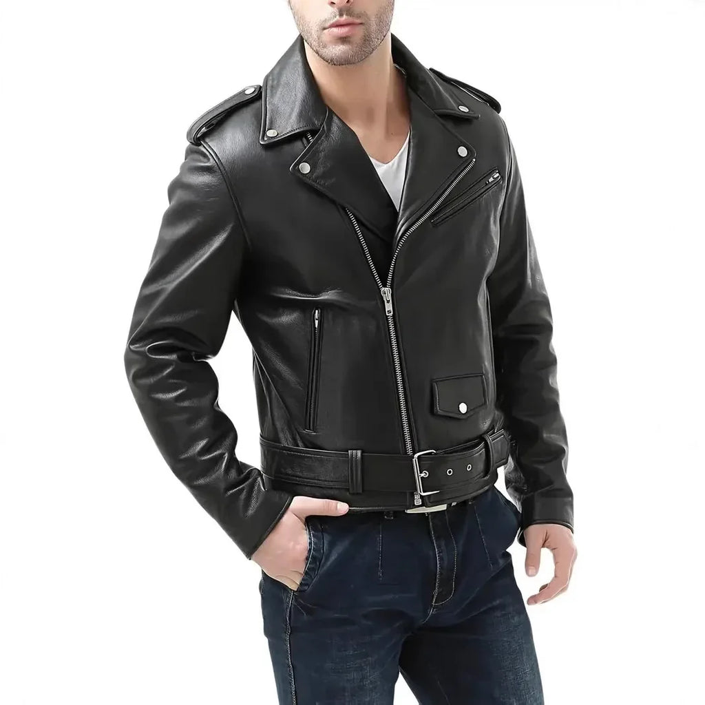 New 2026 Men's Leather Jacket Outerwear European Size Motorcycle Style Spring Autumn PU Loose Fit Male Fashion China Origin
