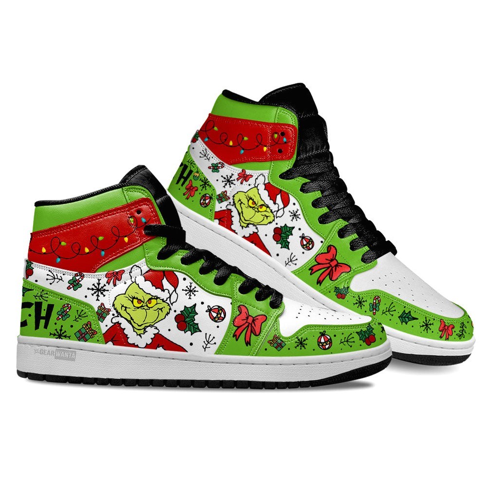 Grinch AJ1 High Shoes For Men And Women